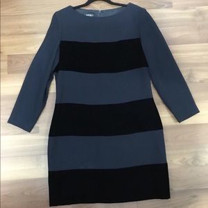 ❤️SOLD❤️Navy and black velour striped dress